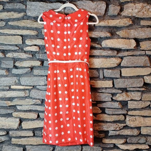 Karin Stevens polka dot sleeveless midi dress sz 6 - Picture 7 of 9